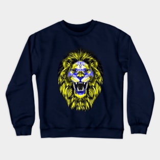 Lion Skull Interactive Yellow&Blue Filter T-Shirt #2 By Red&Blue Crewneck Sweatshirt